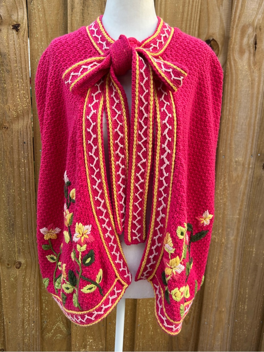 LoveShackFancy Brighton Cloak Pink Floral Embroidered M/L
